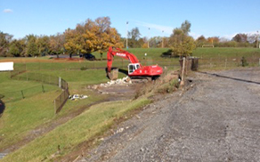 Only rubble remained Thursday where the north washroom once stood at Richardson Stadium